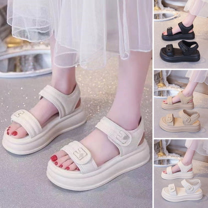 💖Sandále s mäkkou podrážkou, všestranné, na platforme, štýlové plážové topánky so suchým zipsom
