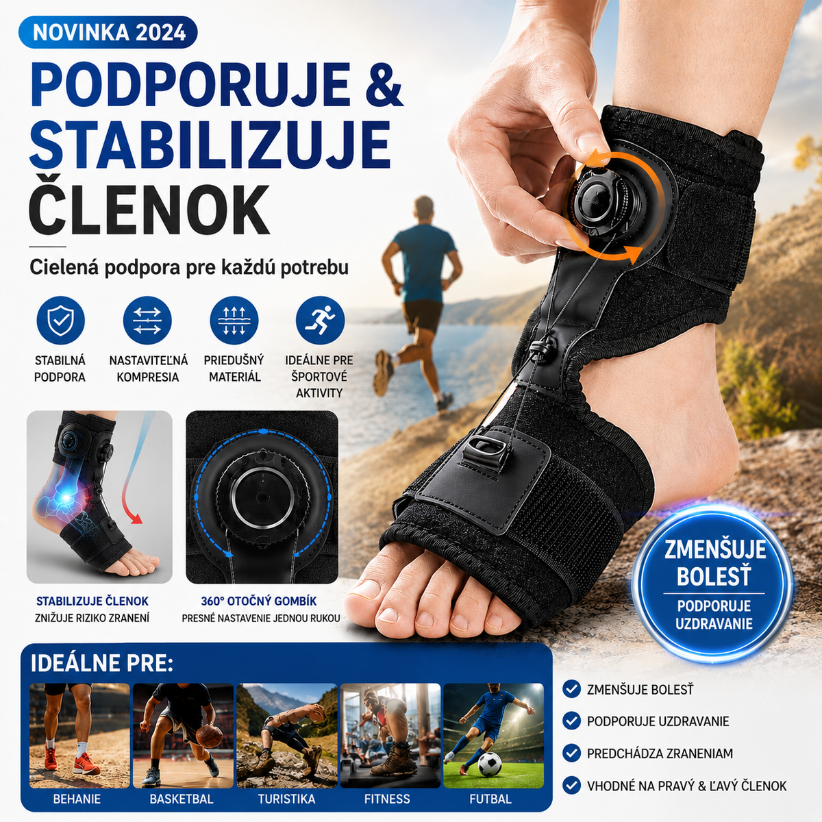 【2 ks】Zdravotnícke ortopedické vložky na liečbu poklesnutého chodidla a plantárnej fasciitídy, s otočným nastavovacím gombíkom a hliníkovou oporou, vhodné na denné aj nočné použitie.
