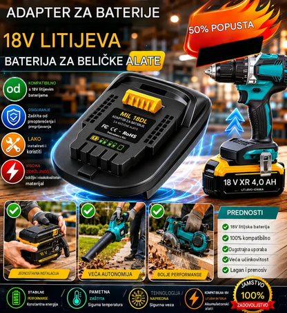 ⚡Adapter za litijeve baterije za alate od 18 V baterija