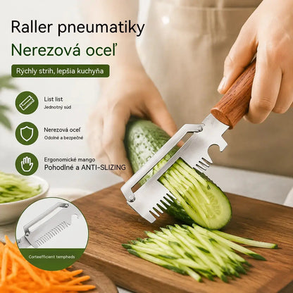 🔥Kúpte 1 kus a získajte 1 zadarmo (2 kusy)🧅🔪 Multifunkčná kuchynská škrabka 3 v 1: Šúpe, krája a otvára fľaše! 🔥