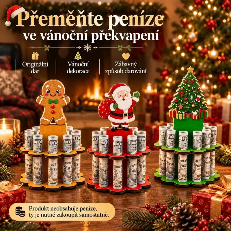 🎄Drevená vianočná ozdoba – pokladnička