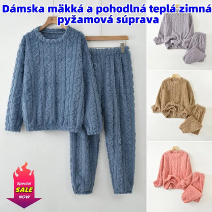 🌺【45-90kg】💥💫Dámska mäkká a pohodlná teplá zimná pyžamová súprava