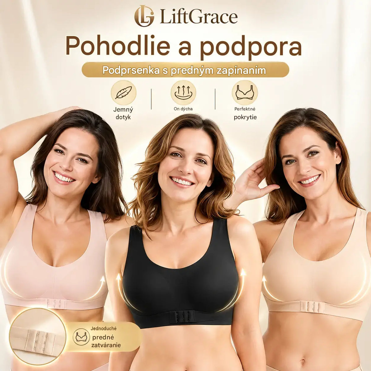 🎉VÝPREDAJ POSLEDNÉHO DŇA - ZĽAVA 60%⚡Podprsenka s jednoduchým zapínaním spredu a prekríženým chrbtom, korekciou držania tela a podprsenkou bez kostic pre plnú oporu a pohodlie