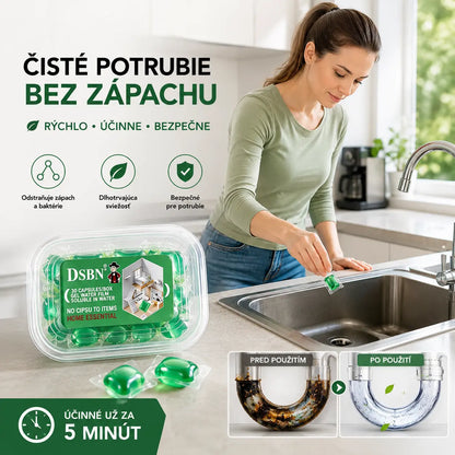 2 škatule (spolu 100 tabliet)🏠💧Deodoračné kapsuly Drain – bioenzýmové zloženie neutralizuje pachy priamo pri ich zdroji.