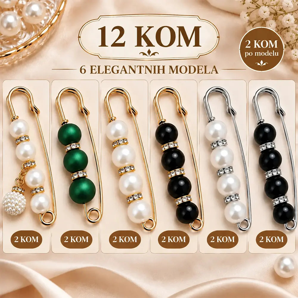 ✨ 【12 komada 46 KM】Elegantne biserne brošure za naglašavanje linije vrata i dekoltea👗 | 💎 Ne zahtijevaju krojenje · Elegantne i praktične