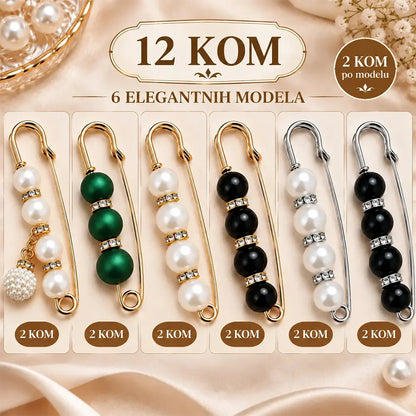 ✨ 【12 komada 46 KM】Elegantne biserne brošure za naglašavanje linije vrata i dekoltea👗 | 💎 Ne zahtijevaju krojenje · Elegantne i praktične