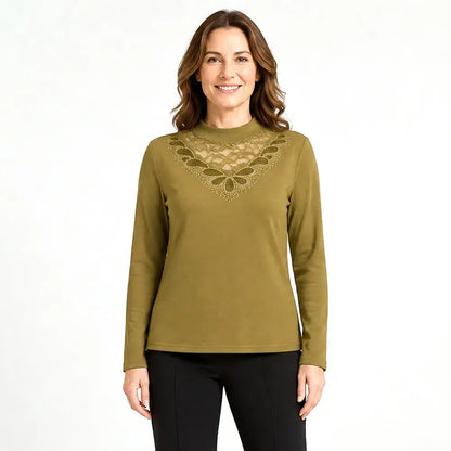 【2XL-6XL】✨Štýlový a elegantný spodný top s čipkou a imitáciou výstrihu