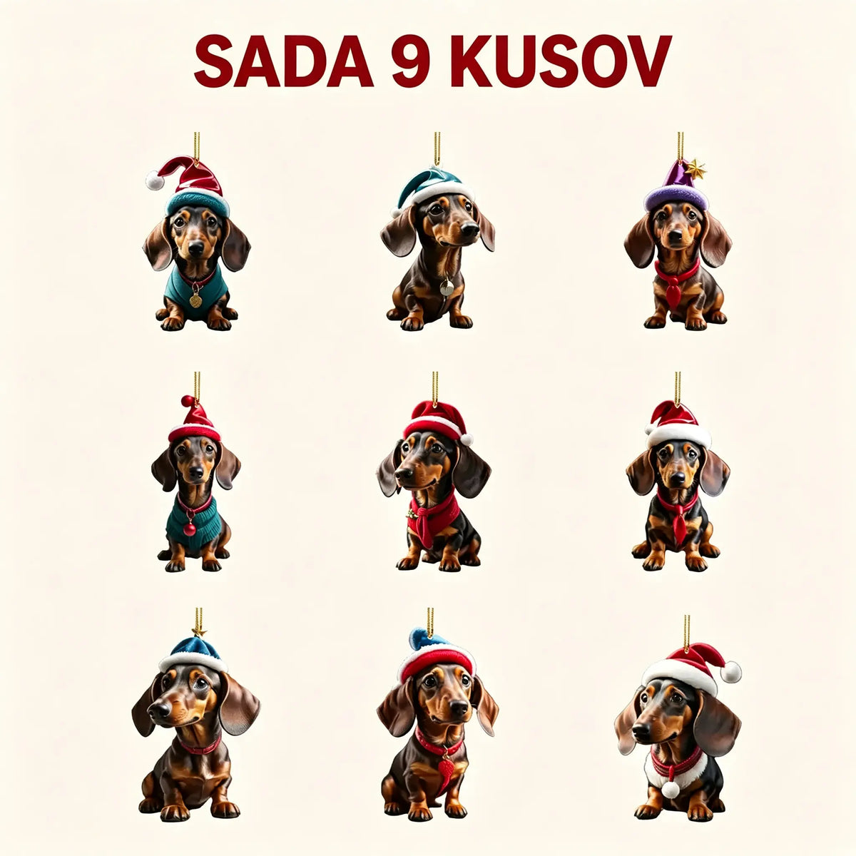 🎄【9-dielna súprava】🐕 Tieto vianočné ozdoby v tvare psov sú naozaj rozkošné.