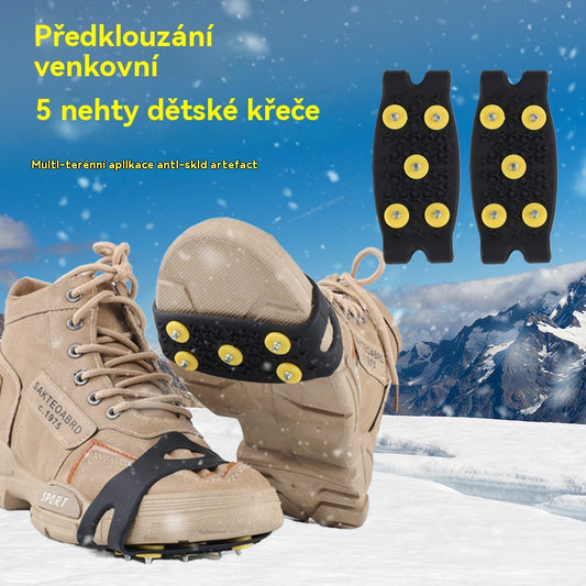 👴🚶🏔️❄️（4 položky）🔥Neviditeľné 5-zubové protišmykové popruhy na mačky, outdoorové mačky, vhodné na turistiku v snehu, horolezectvo, lezenie po skalách a zimné ľadové povrchy, nevyhnutnosť pre seniorov.