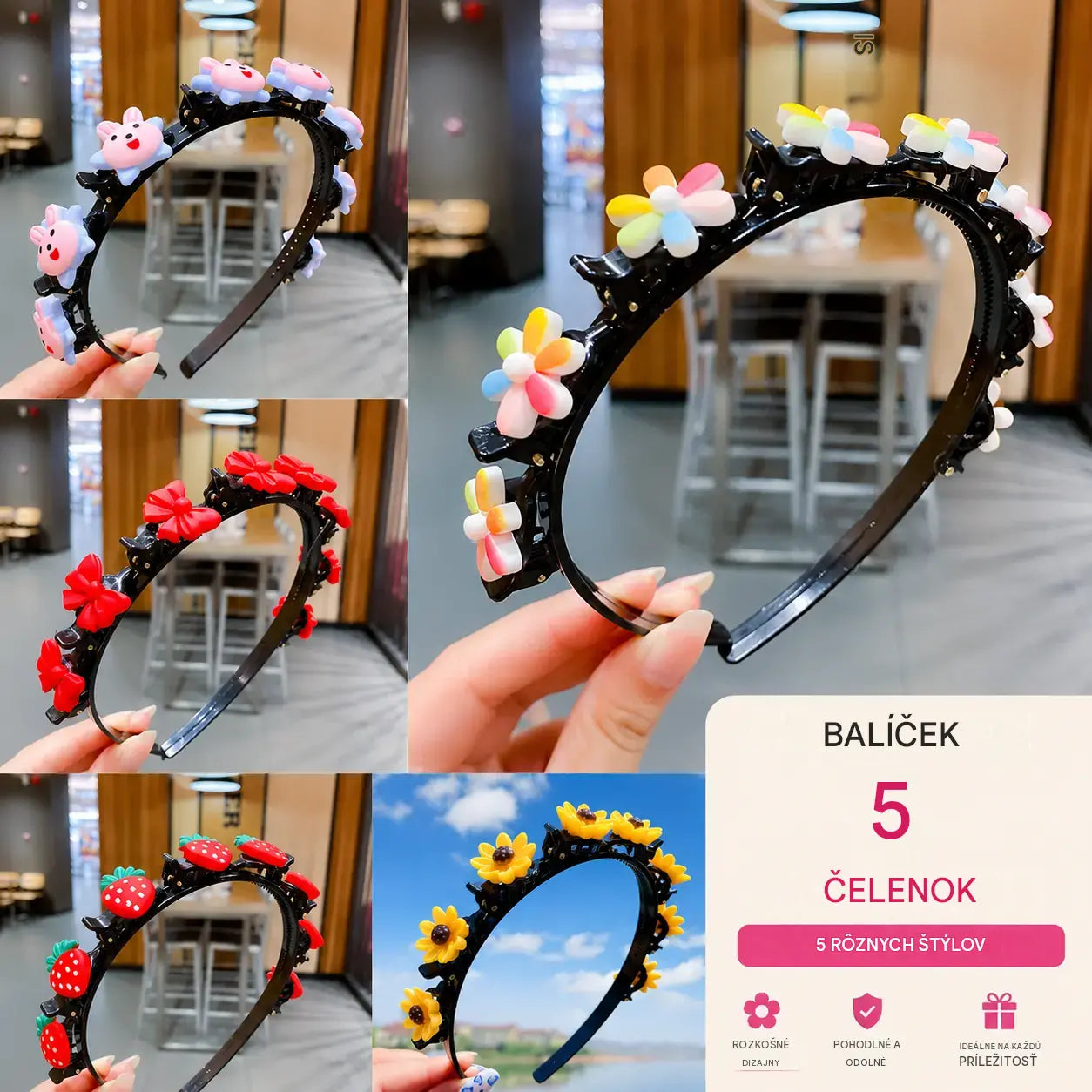 👑【5 kusov】Tyčinky, štipce a zapletené stuhy pre dievčatá
