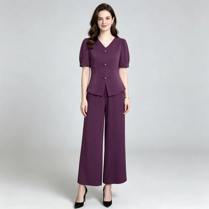 🌸【Tričko + široké nohavice】Moderný retro set z cool hodvábneho materiálu—— cool