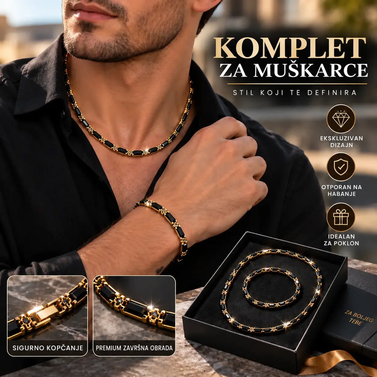 ✨【1 set】Elegantan set nakita za muškarce – ogrlica i narukvica za svakodnevno i svečano nošenje.