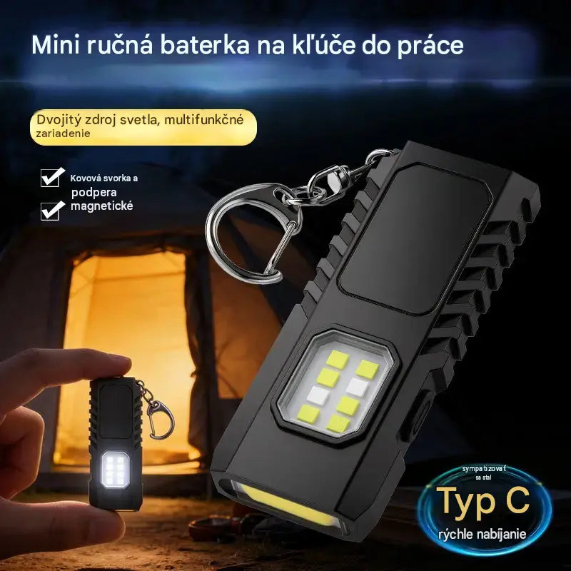 ✨🔦 Multifunkčná mini LED baterka na kľúčenku, kompatibilná s výkonným USB nabíjaním.