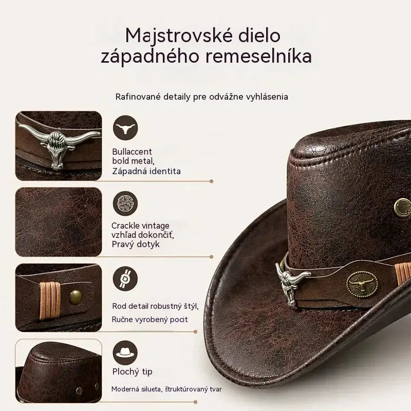 🤠Užite si teraz 50% zľavu! 🌟Retro kovbojský klobúk so širokým okrajom a kapucňou - fedora v štýle Distressed Western