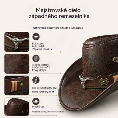 🤠Užite si teraz 50% zľavu! 🌟Retro kovbojský klobúk so širokým okrajom a kapucňou - fedora v štýle Distressed Western