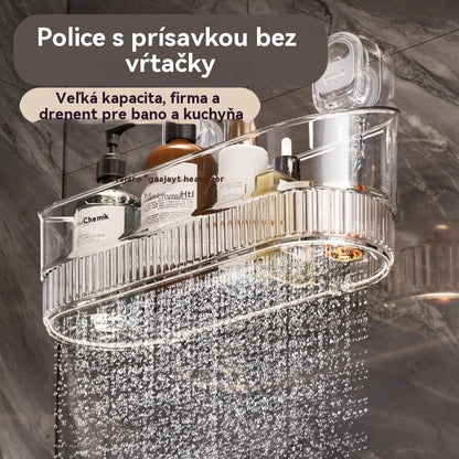 🧲🏠Prísavná polica – nie je potrebné vŕtať – ✨veľká kapacita, pevná a s odtokom pre kúpeľne a kuchyne