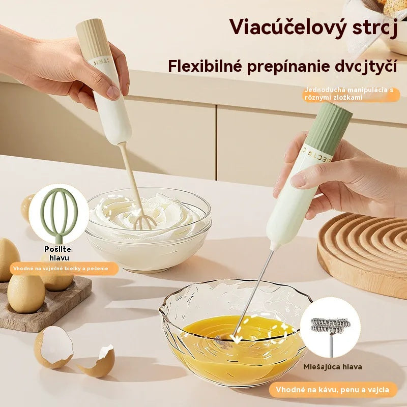 🥚 Bezdrôtový mini ručný mixér – vyšľahá vajcia a napení mlieko za pár sekúnd