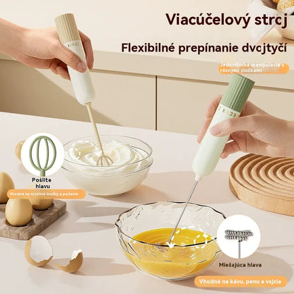 🥚 Bezdrôtový mini ručný mixér – vyšľahá vajcia a napení mlieko za pár sekúnd