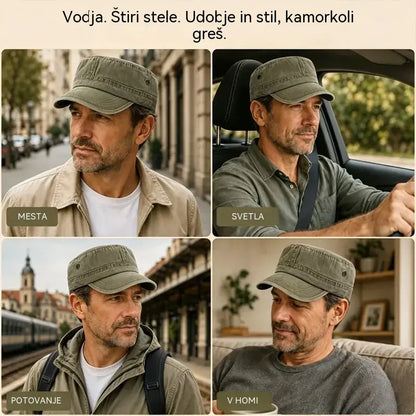 Vojaška kadetska kapa v vintage slogu za ženske in moške