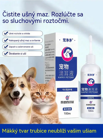 🐶🐱 【Kúp 1 a 1 zadarmo】2 fľaše za 21 eur --Univerzálne ušné kvapky pre mačky a psy - Odstraňuje ušné roztoče, čistí zvukovody, potláča rast baktérií a eliminuje zápach.
