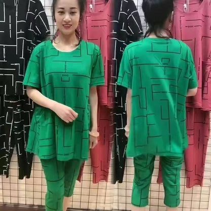 👗【Zľava 50%】【Top + Nohavice】🔥🔥Nová dámska súprava s krátkym rukávom 2026, jednoduchý a ležérny štýl