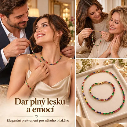 ✨Súprava náhrdelníka a náramku so štvorcovými zirkónmi v štýle micro-pave