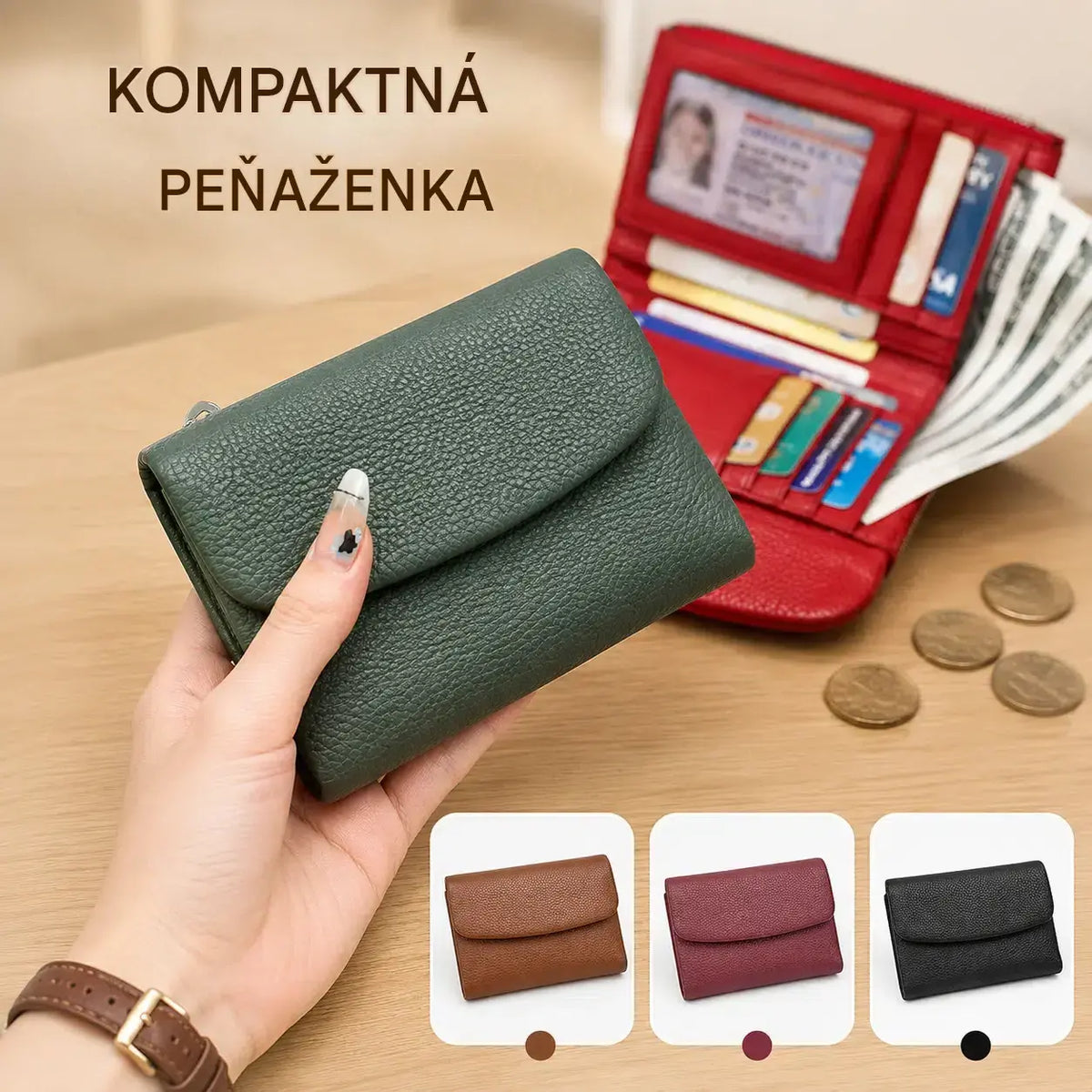 ❤️🎉Unisex peňaženka z pravej kože s RFID ochranou Pebble