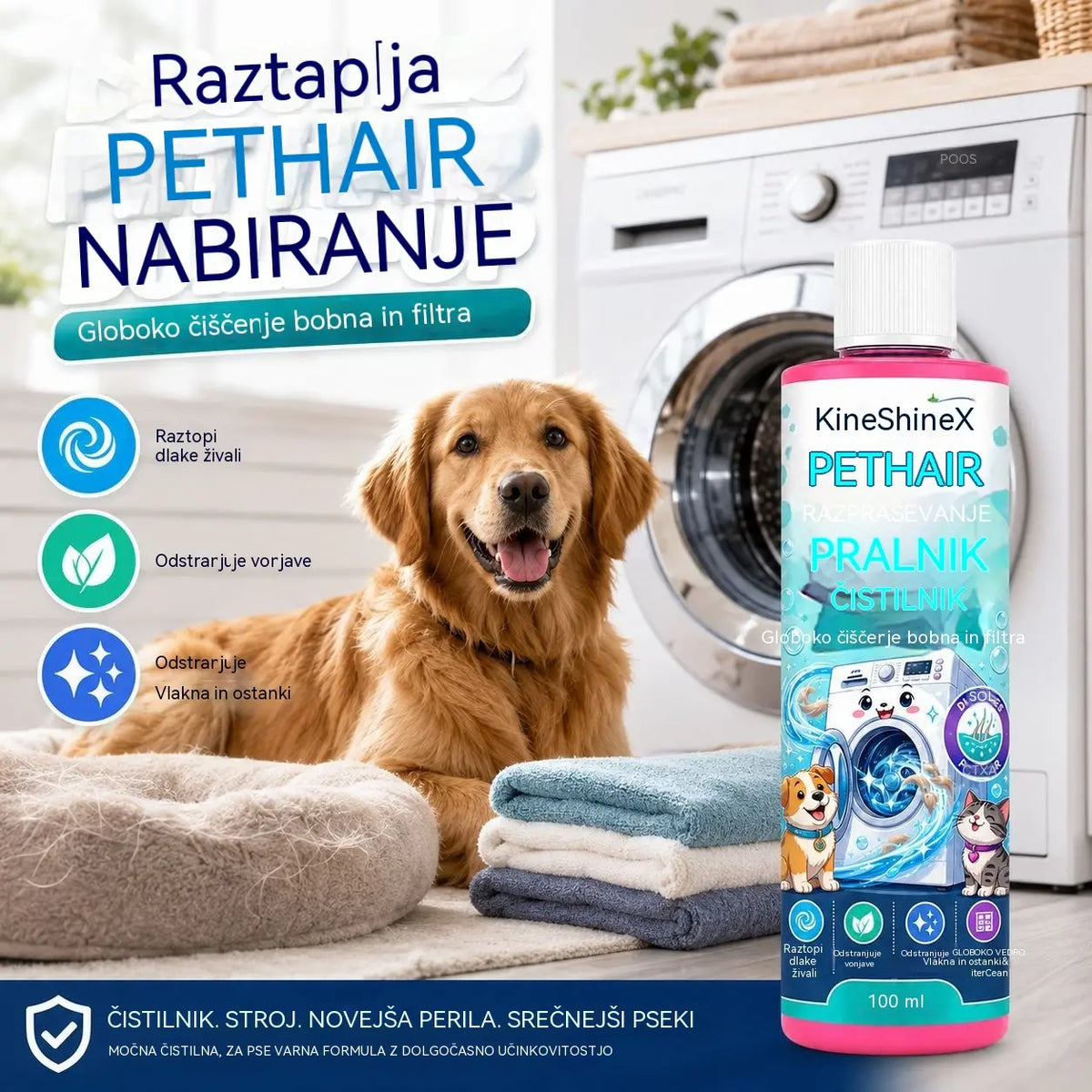 2 steklenički za 23 evrov🐱🐶Detergent za temeljito čiščenje živalske dlake iz pralnih strojev