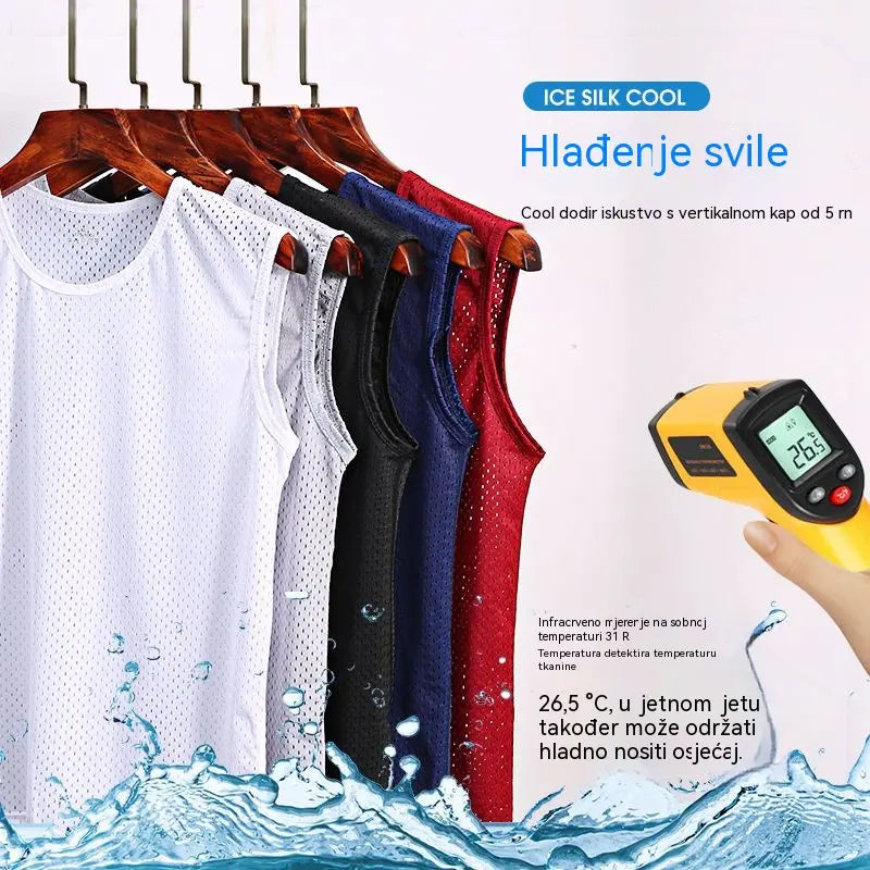 👕【Set od tri dijela】Muške ležerne majice kratkih rukava, izrađene od hladne svilene tkanine ✅ Lagane, prozračne i brzosušeće