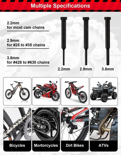 🧰Špecializovaná sada náradia na rozobratie reťazí. Slúži na demontáž reťazí z motorových píl, motocyklov a bicyklov.