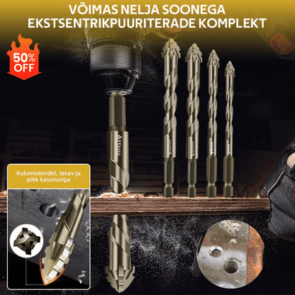 【6+8+10+12mm】 | Väga tugev 4-piluline ekstsentriline puurikomplekt