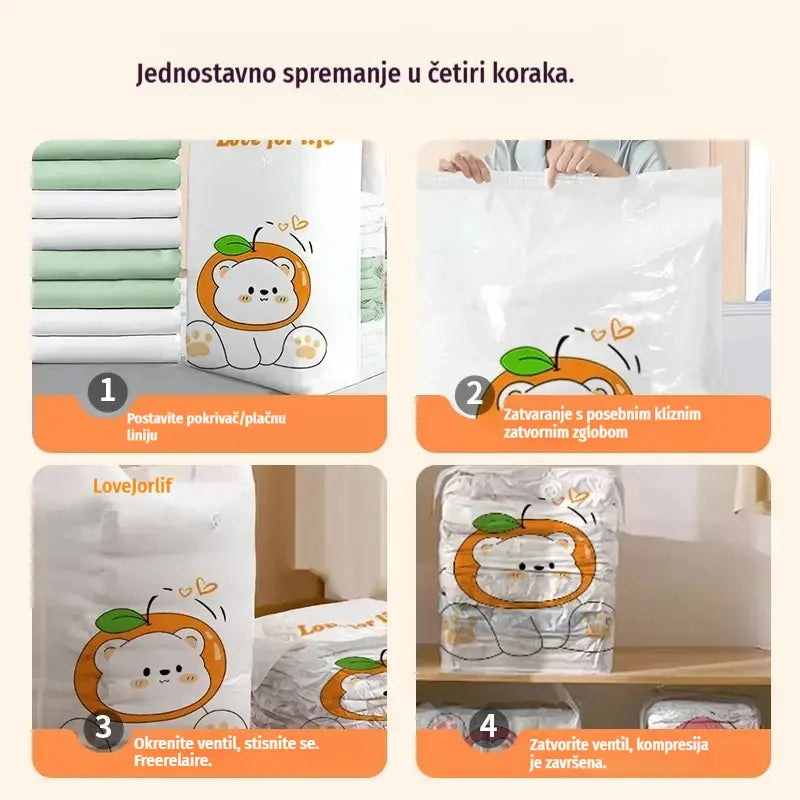 ✨🗃️ Set od 5 💨 Velike kompresibilne vrećice za pohranu: Nije potrebna zračna pumpa, nepropusne, idealne za uštedu prostora u koferu i kod kuće ✈️