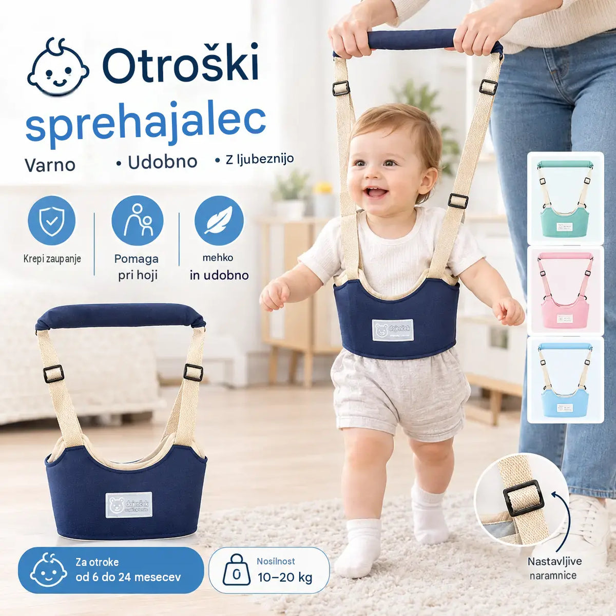 Otroški pohodniški pas 2 v 1 - zračen, ergonomski in z zaščito pred padci 👶🚼