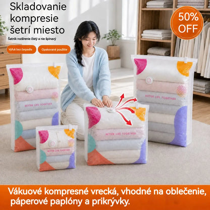 【5-dielne】 vákuové kompresné vrecká, nevyžaduje odsávanie vzduchu, vrecká na uskladnenie oblečenia, zosilnené cestovné tašky na oblečenie, paplóny a prikrývky