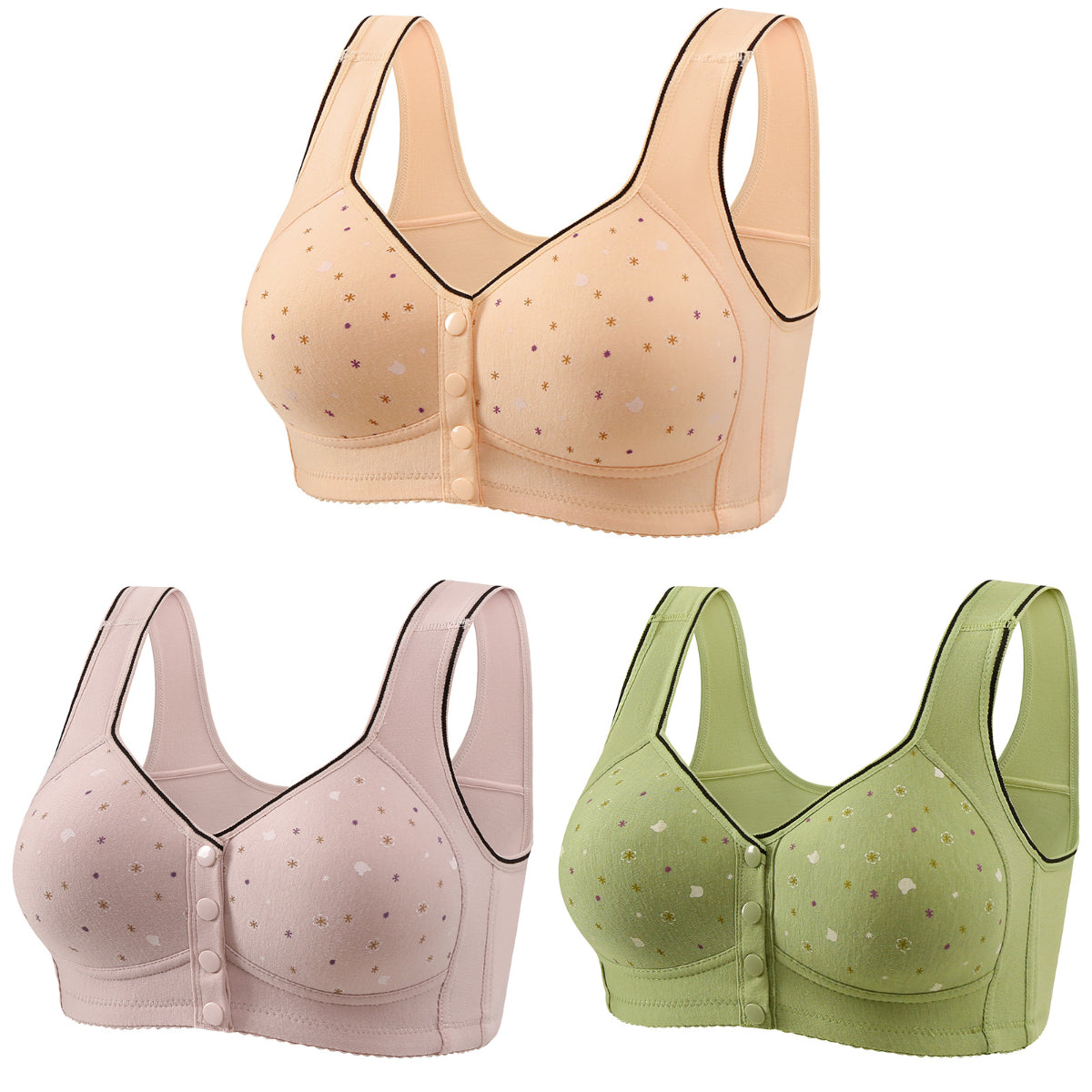 😍 ❤️【Časovo obmedzená ponuka - 50% zľava】【Sada 3 kusov】 Dámska podprsenka bez kostíc z prírodnej bavlny 【40-120 kg】