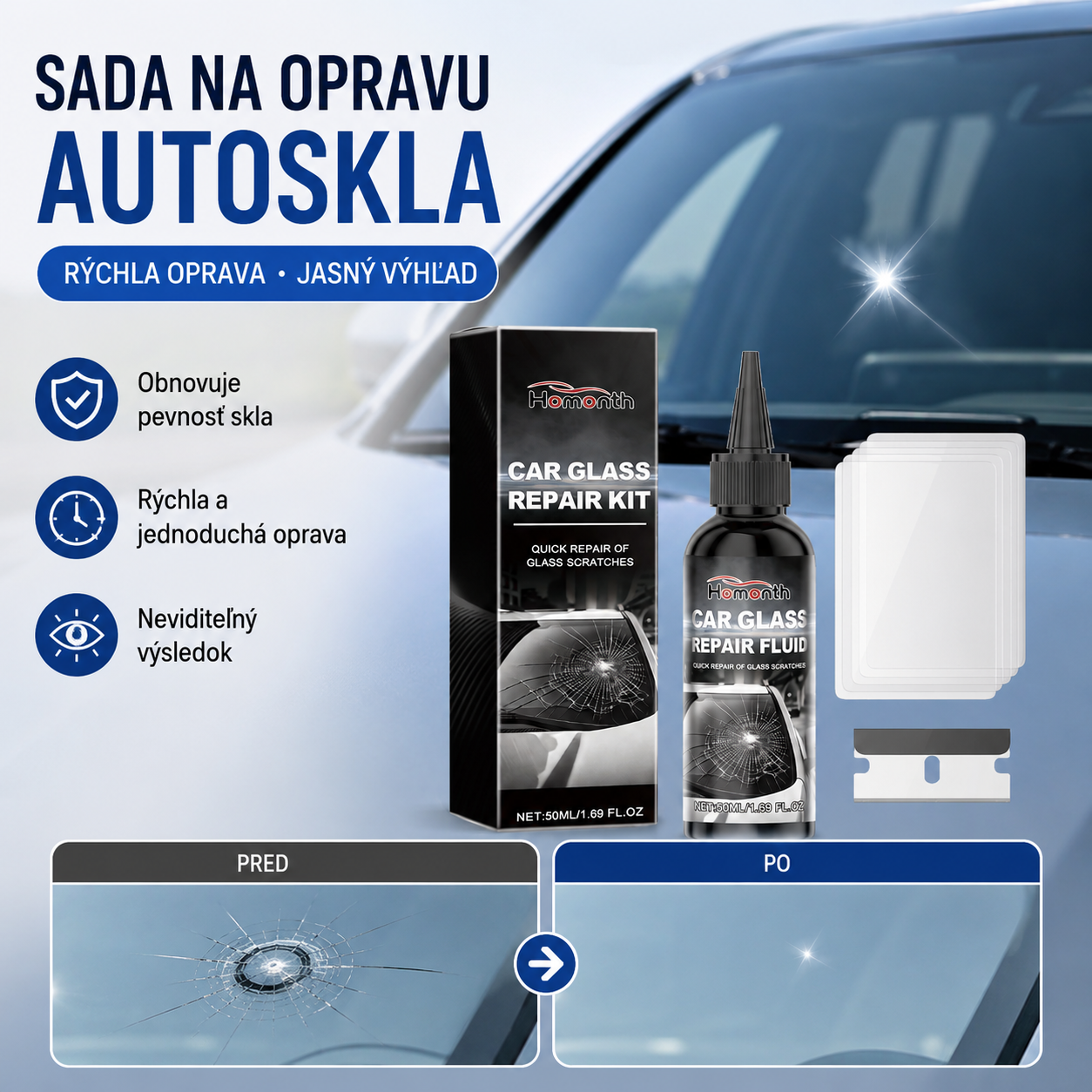 🔥Kúpte 2 a získajte 2 zadarmo🔥Sada na rýchlu opravu prasklín na čelnom skle🚗🔍