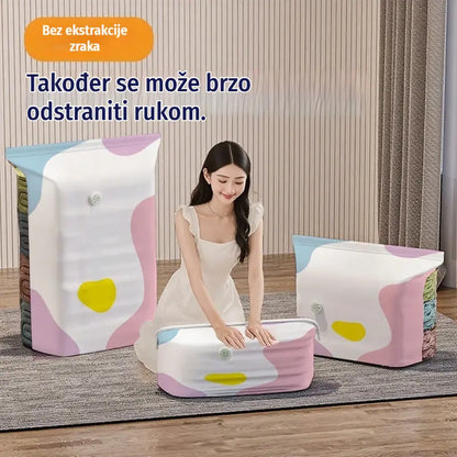🧳【Set od 5 dijelova】💨 Velika, stlačiva vakuumska vrećica za pohranu: nije potrebna pumpa, nepropusna je i idealna za uštedu prostora u koferima i kod kuće ✈️