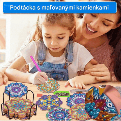 🎨【Súprava náradia + železný stojan + 6 kusov diamantového maľovania】Urob si sám podložka na maľovanie z kameňa