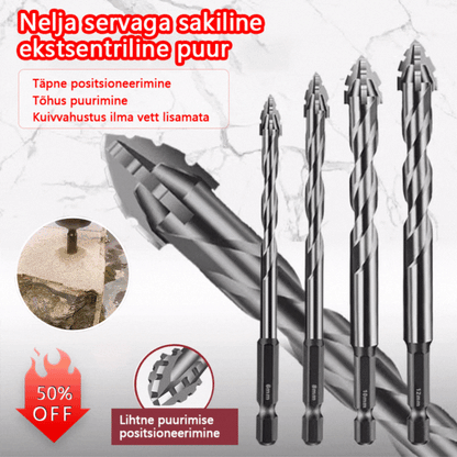 【6+8+10+12mm】 | Väga tugev 4-piluline ekstsentriline puurikomplekt