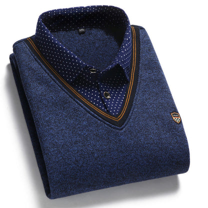 👔🔥【M-4XL】 Nová pánska pletená košeľa s zamatovým efektom na jeseň/zimu