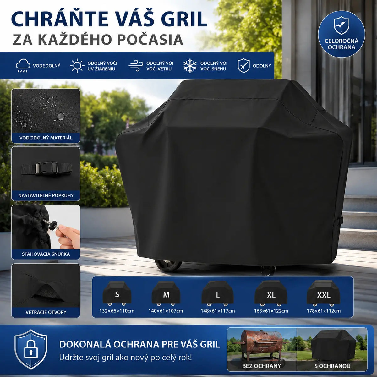 💦 Vysoko vodeodolný kryt na BBQ gril – Dokonalá ochrana pre vaše grily! 🔥