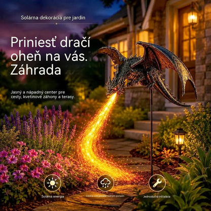 Nový produkt: Dekoratívna záhradná lampa v tvare ohnivého draka napájaná solárnou energiou.