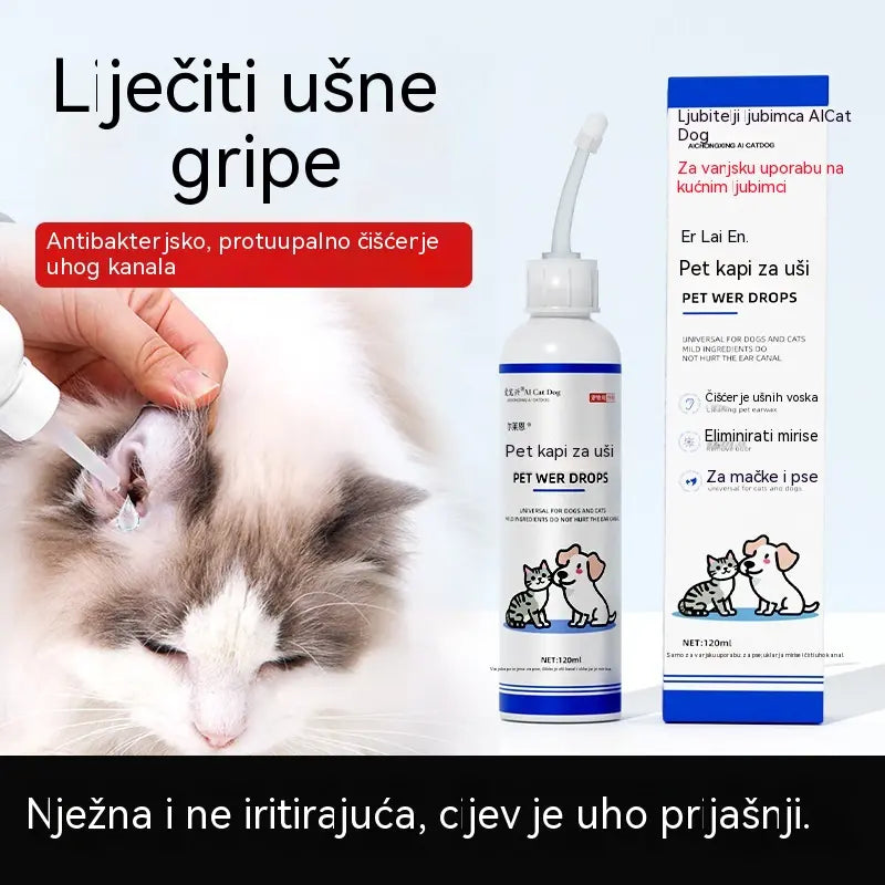 🐱🐶 Nježne kapi za čišćenje ušiju za kućne ljubimce – Recite zbogom bolestima vanjskog slušnog kanala
