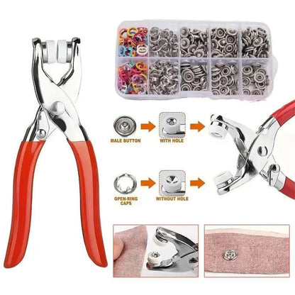 🔥 Sada 100 kovových gombíkov + ručné kliešte (šitie nie je potrebné) 🧵🔧