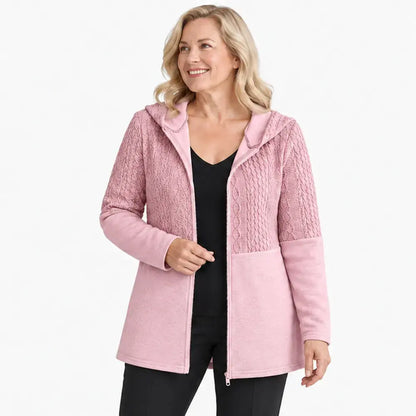 ❤️【S–5XL】Ženska jakna s kapuco za jesen in zimo – enobarvna, z valovitimi šivi, ohlapnega kroja