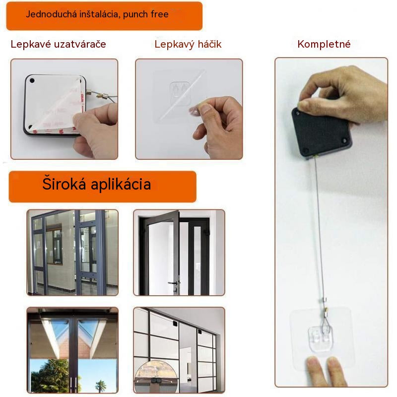 🔒【Kúpte 1, dostanete 1 zadarmo】✨Zatvárač dverí s lanovým ovládaním bez nutnosti vŕtania