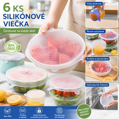 🥣Posledný deň výpredaja – 50 % zľava🔥 Silikónové viečka na uchovávanie potravín (balenie po 6 ks)