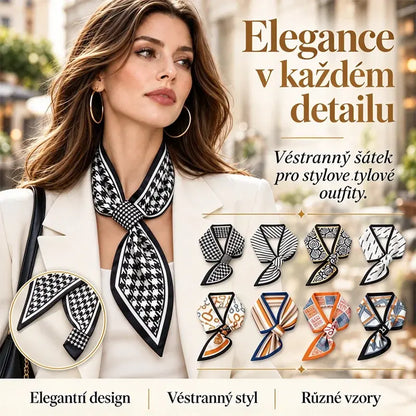 ✨Všestranná obojstranná hodvábna šatka – dekoratívna a chrániaca krk.
