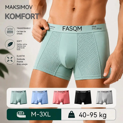 💥👍【Kupite 3, dobite 3 gratis】【L-4XL】Moške boksarice iz ledeno svilene dihajoče mrežaste tkanine
