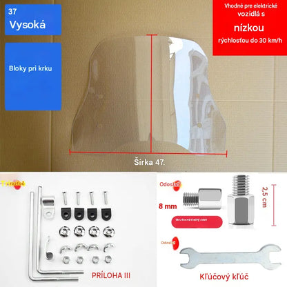 💥💥🏍️【Hrúbka 2,0 mm, výška 37 cm】nové čelné sklo pre elektromobily a motocykle, univerzálne čelné sklo